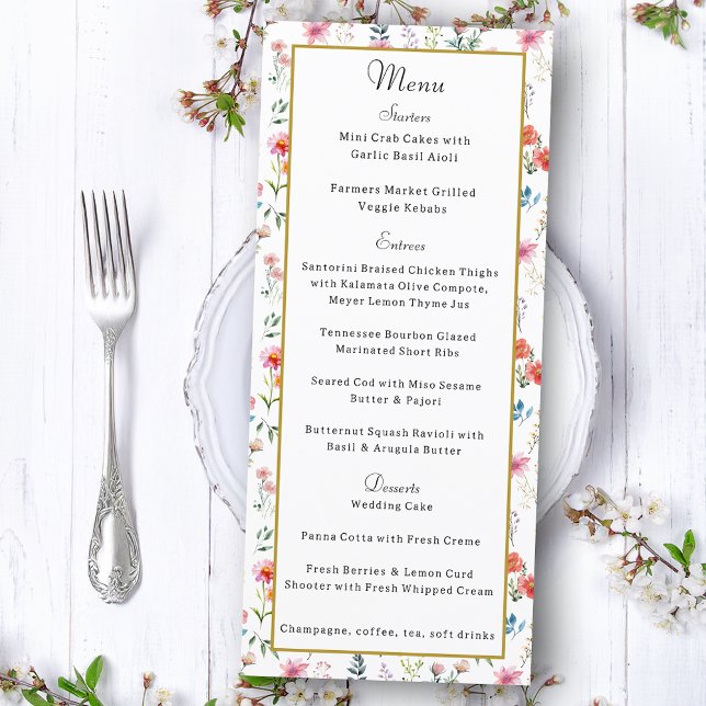 Watercolor Wildflower Spring Summer Wedding Menu (Creator Uploaded)