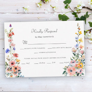 Watercolor Wildflower Spring Summer Wedding RSVP Card