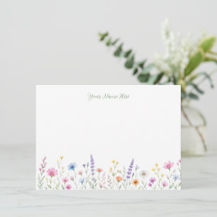 Watercolor Wildflower Stationary Note Card