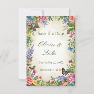 Watercolor Wildflower STD with Butterflies Save The Date