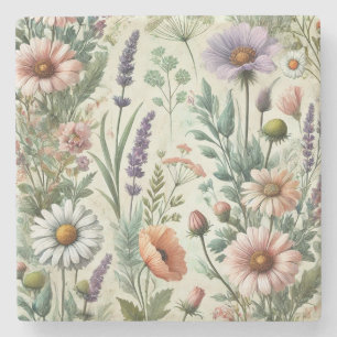 Watercolor Wildflower Stylish Spring & Summer Stone Coaster