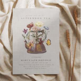 Watercolor Wildflower Tea Party Birthday  Invitation
