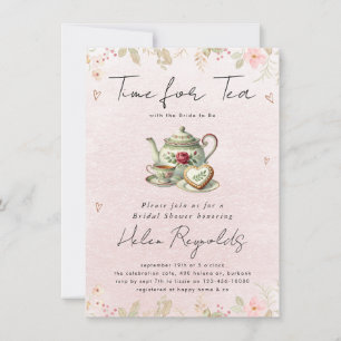 Watercolor Wildflower Tea Party Bridal Shower Announcement