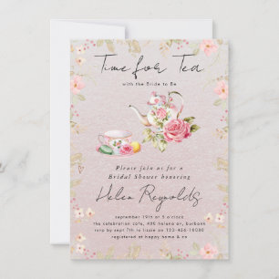 Watercolor Wildflower Tea Party Bridal Shower Announcement