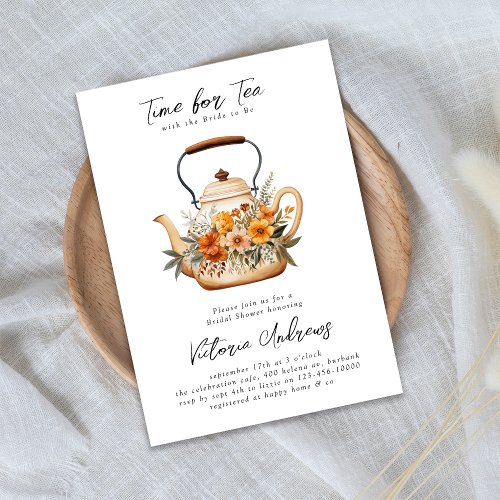 Watercolor Wildflower Tea Party Bridal Shower Invitation