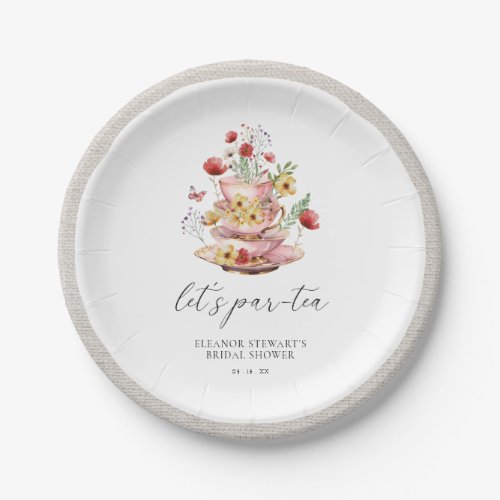 Watercolor Wildflower Tea Party Bridal Shower Paper Plates