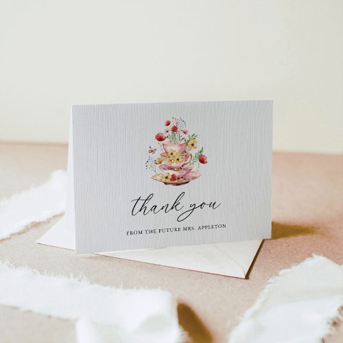 Watercolor Wildflower Tea Party Bridal Shower Thank You Card