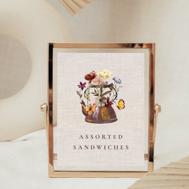 Watercolor Wildflower Tea Party Vintage Food Sign (Creator Uploaded)