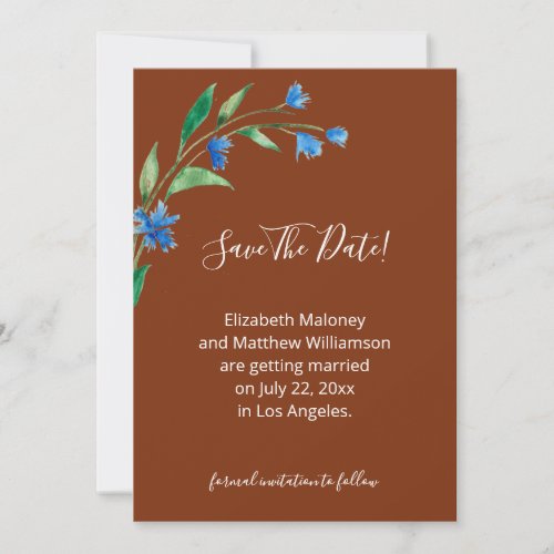 Watercolor Wildflower Terracotta Save The Date