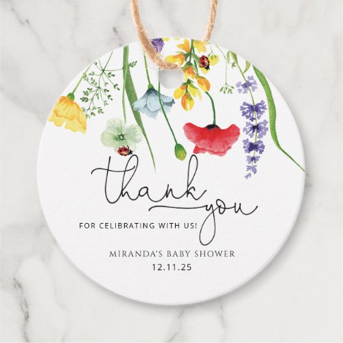 Watercolor Wildflower Thank You Favor Tags