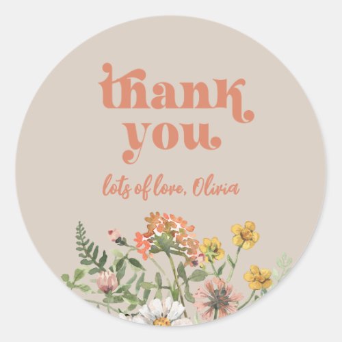 Watercolor Wildflower Thank You Sticker