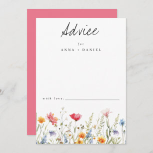 Watercolor Wildflower Wedding Advice Card