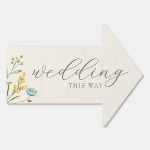 Watercolor Wildflower Wedding Arrow Direction Sign