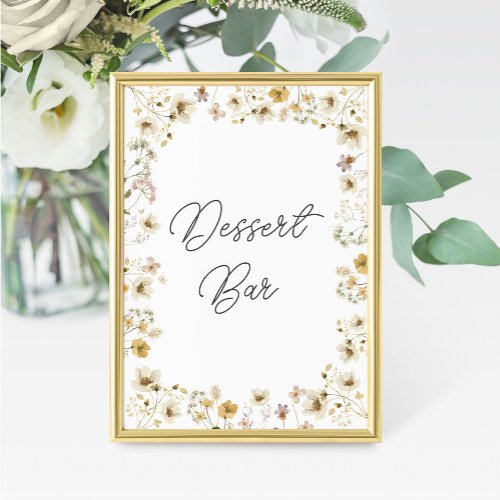 Watercolor Wildflower Wedding Dessert Bar Sign