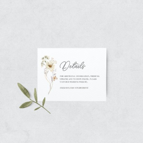 Watercolor Wildflower Wedding Details Enclosure Card