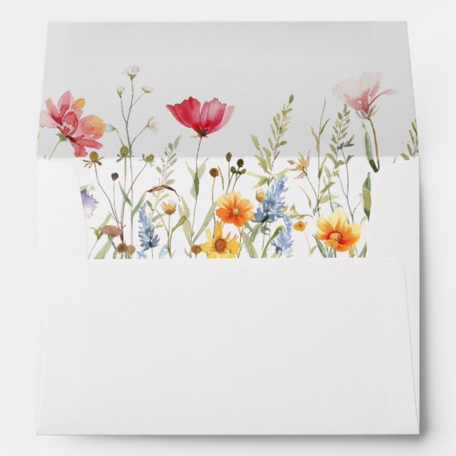 Watercolor Wildflower Wedding Envelope (Back (Bottom))