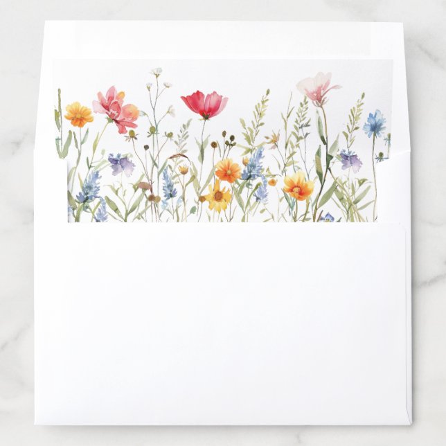 Watercolor Wildflower Wedding Envelope Liner (In Envelope)