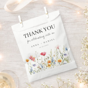 Watercolor Wildflower Wedding Favor Bag