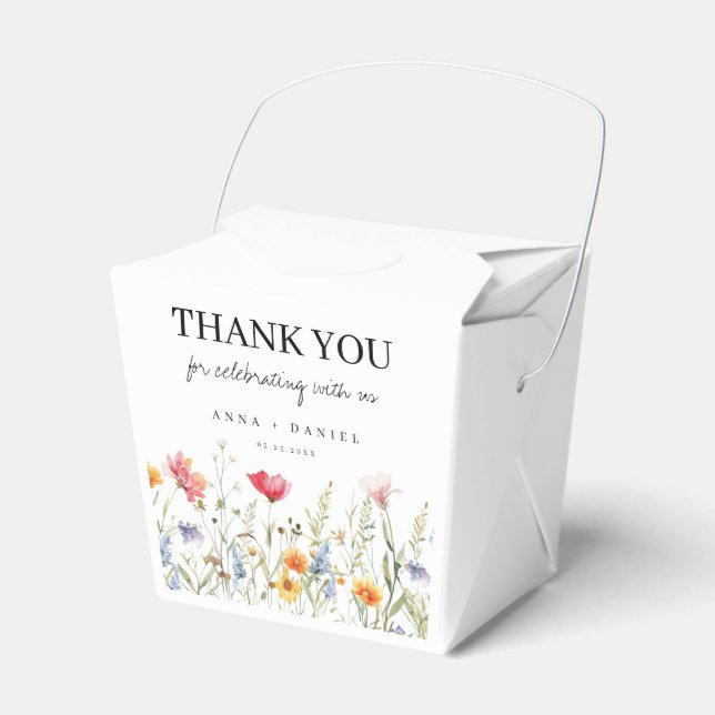 Watercolor Wildflower Wedding Favor Boxes (Front Side)
