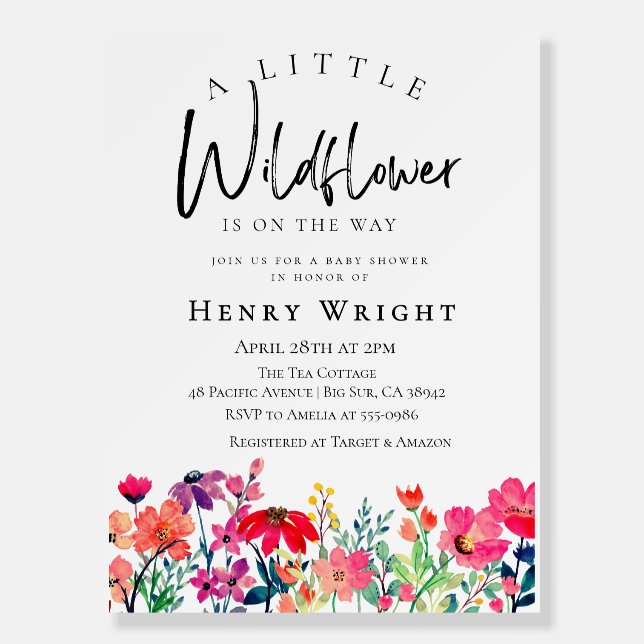 Watercolor Wildflower Wedding  Foam Board (Front)