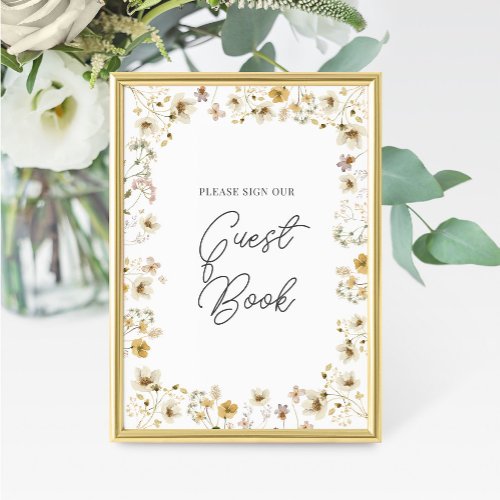 Watercolor Wildflower Wedding Guest Book Sign