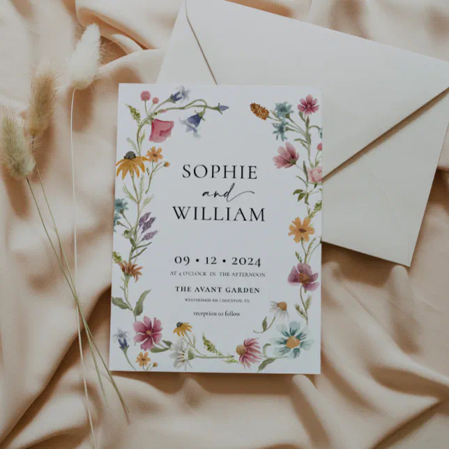 Watercolor Wildflower Wedding Invitation | Zazzle