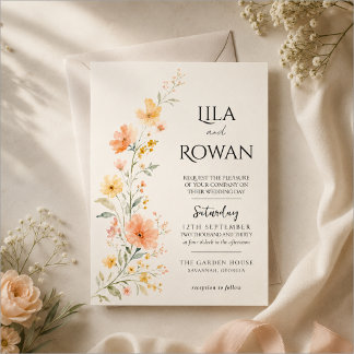 Watercolor Wildflower Wedding Invitation