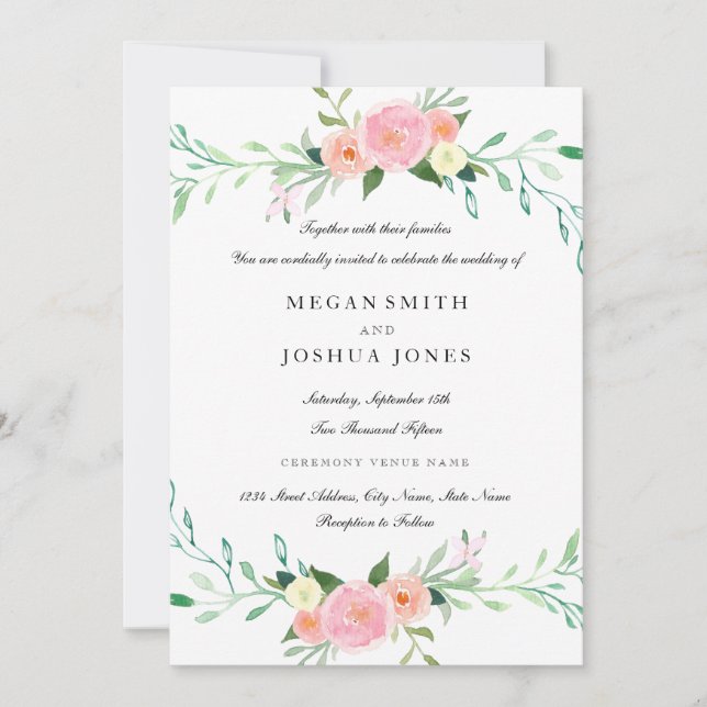 Watercolor Wildflower Wedding Invitation (Front)
