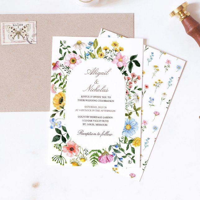 Watercolor Wildflower wedding Invitation Rustic (Creator Uploaded)