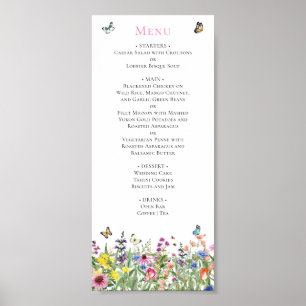 Watercolor Wildflower Wedding Menu Poster