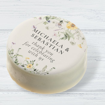 Watercolor Wildflower Wedding Names & Date Chocolate Covered Oreo by amodernwedding at Zazzle