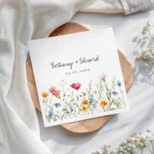 Watercolor Wildflower Wedding Napkins
