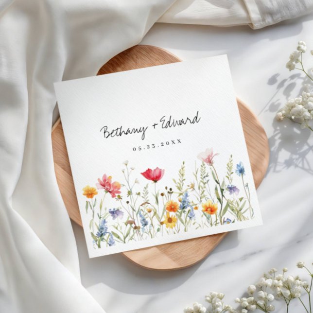 Watercolor Wildflower Wedding Napkins (Creator Uploaded)