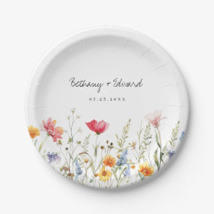 Watercolor Wildflower Wedding Paper Plates