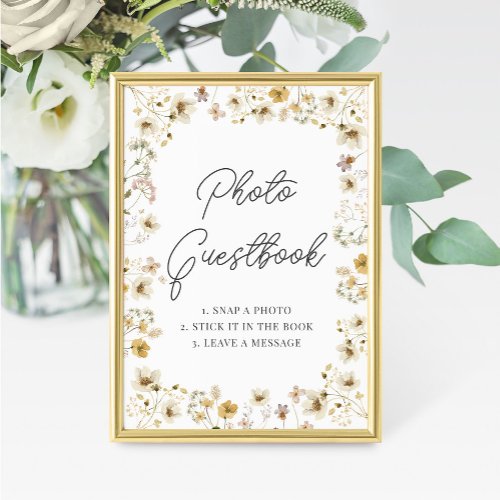 Watercolor Wildflower Wedding Photo Guestbook Sign
