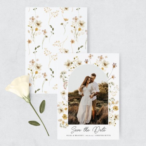 Watercolor Wildflower Wedding Photo Save The Date