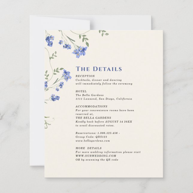 Watercolor Wildflower Wedding QR C Enclosure Cards (Front)