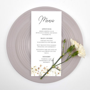 Watercolor Wildflower Wedding Reception Menu