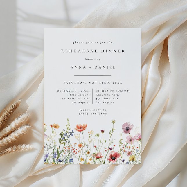 Watercolor Wildflower Wedding Rehearsal Dinner Invitation (Creator Uploaded)