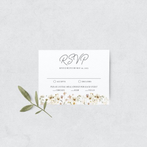 Watercolor Wildflower Wedding RSVP Card