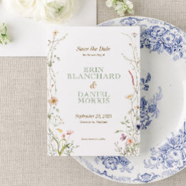 Watercolor Wildflower Wedding Save the Date Invitation