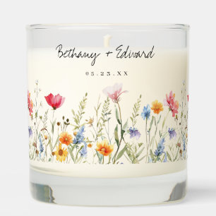 Watercolor Wildflower Wedding Scented Candle