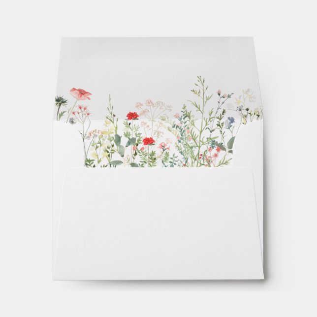 Watercolor Wildflower Wedding Self-Addressed RSVP Envelope (Back (Bottom))