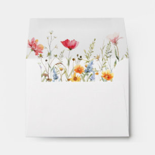 Watercolor Wildflower Wedding Self-Addressed RSVP Envelope