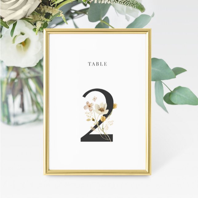 Watercolor Wildflower Wedding Table Number 2 (Creator Uploaded)