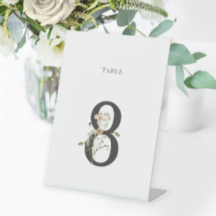 Watercolor Wildflower Wedding Table Number 8 Pedestal Sign