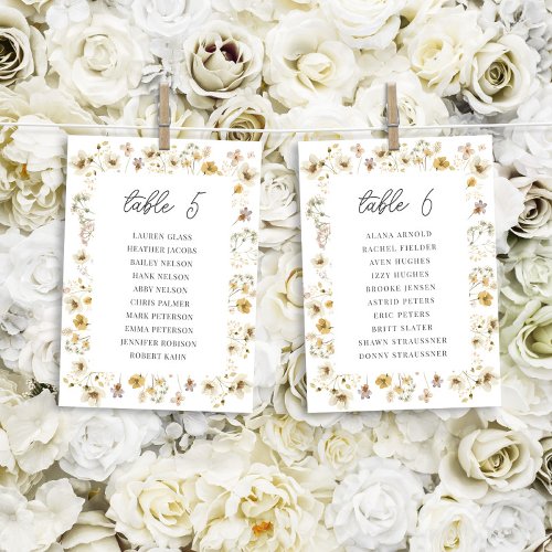 Watercolor Wildflower Wedding Table Seating Chart
