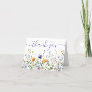 Watercolor Wildflower Wedding Thank You Card