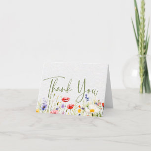 Watercolor Wildflower Wedding Thank You Card