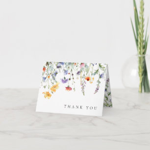 Watercolor Wildflower Wedding Thank You Card